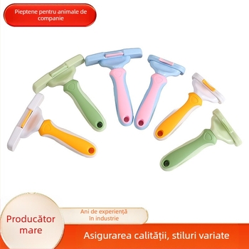 Pieptene pentru îndepărtarea părului la pisici și câini – descurcător, din oțel inoxidabil și plastic