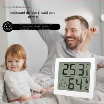 Huapai Digitale Termometru-Higrometru cu Afișaj, Montare pe Perete Interior cu Suport Magnetic, Precizie înaltă, Alimentat cu baterie CR2032