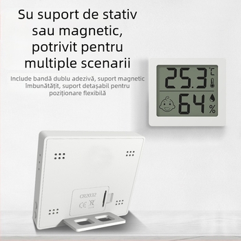 Huapai Digitale Termometru-Higrometru cu Afișaj, Montare pe Perete Interior cu Suport Magnetic, Precizie înaltă, Alimentat cu baterie CR2032