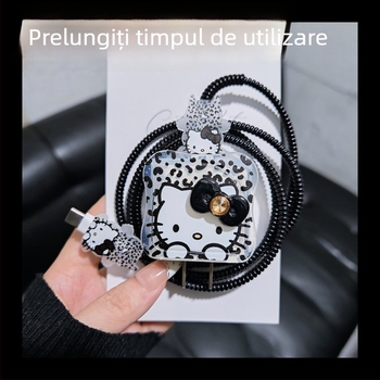 Protecție cablu de date pentru iPhone 16 Pro Max – anti-frângere, design desen animat din rășină semi-soft, compatibil cu adaptorul Apple 20W