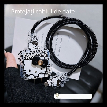 Protecție cablu de date pentru iPhone 16 Pro Max – anti-frângere, design desen animat din rășină semi-soft, compatibil cu adaptorul Apple 20W
