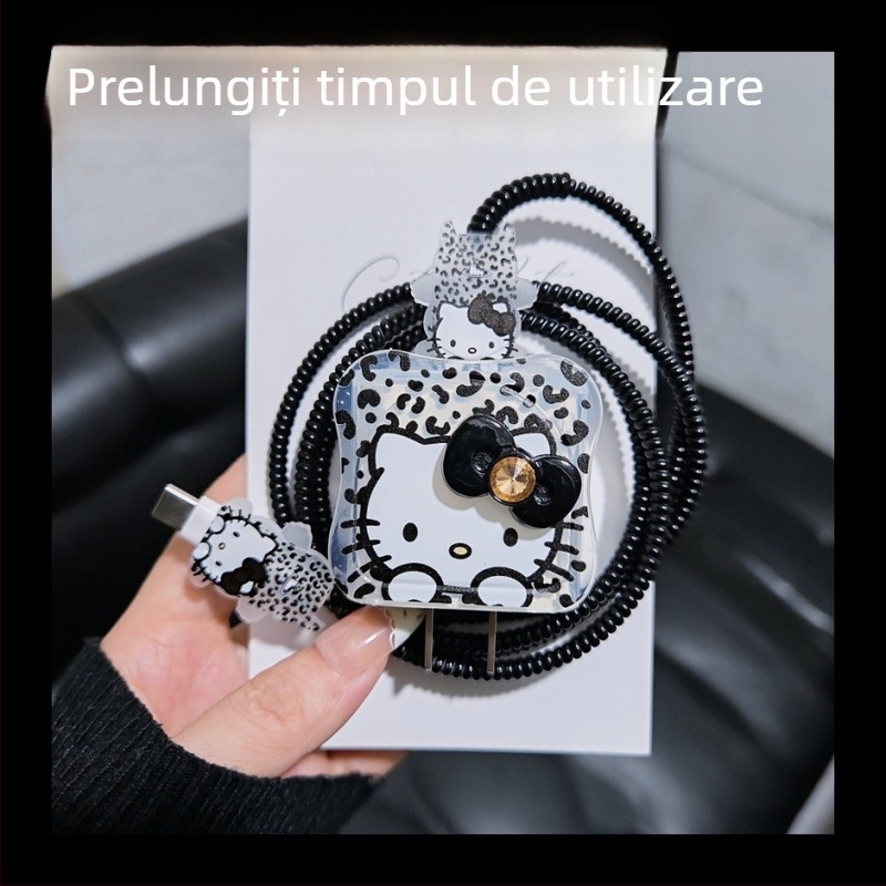 Protecție cablu de date pentru iPhone 16 Pro Max – anti-frângere, design desen animat din rășină semi-soft, compatibil cu adaptorul Apple 20W