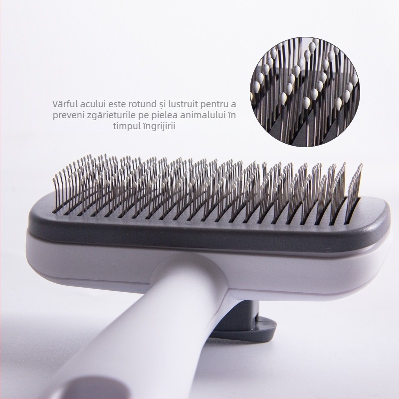 Pieptene pentru îngrijirea animalelor cu ace din oțel inoxidabil, formă pătrată, pentru câini mari — corp PP+ABS, marcă Cloud Butterfly
