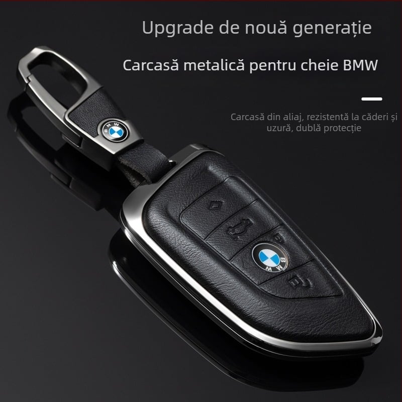 Carcasă de cheie BMW pentru seriile 1/3/5 și X3/X5 – aliaj de aluminiu, stil minimalist, personalizare disponibilă