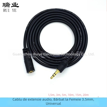 Cablu AV de extensie 3,5 mm, conectare masculin-feminin, cu nucleu din cupru placat cu aur, pentru căști, telefoane, proiectoare și PC-uri