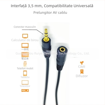 Cablu AV de extensie 3,5 mm, conectare masculin-feminin, cu nucleu din cupru placat cu aur, pentru căști, telefoane, proiectoare și PC-uri