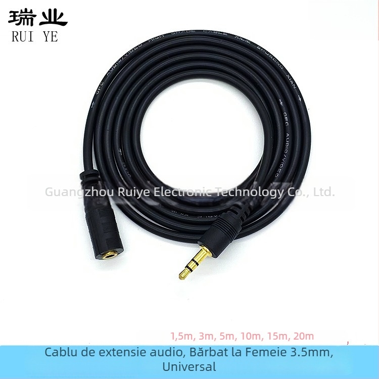 Cablu AV de extensie 3,5 mm, conectare masculin-feminin, cu nucleu din cupru placat cu aur, pentru căști, telefoane, proiectoare și PC-uri