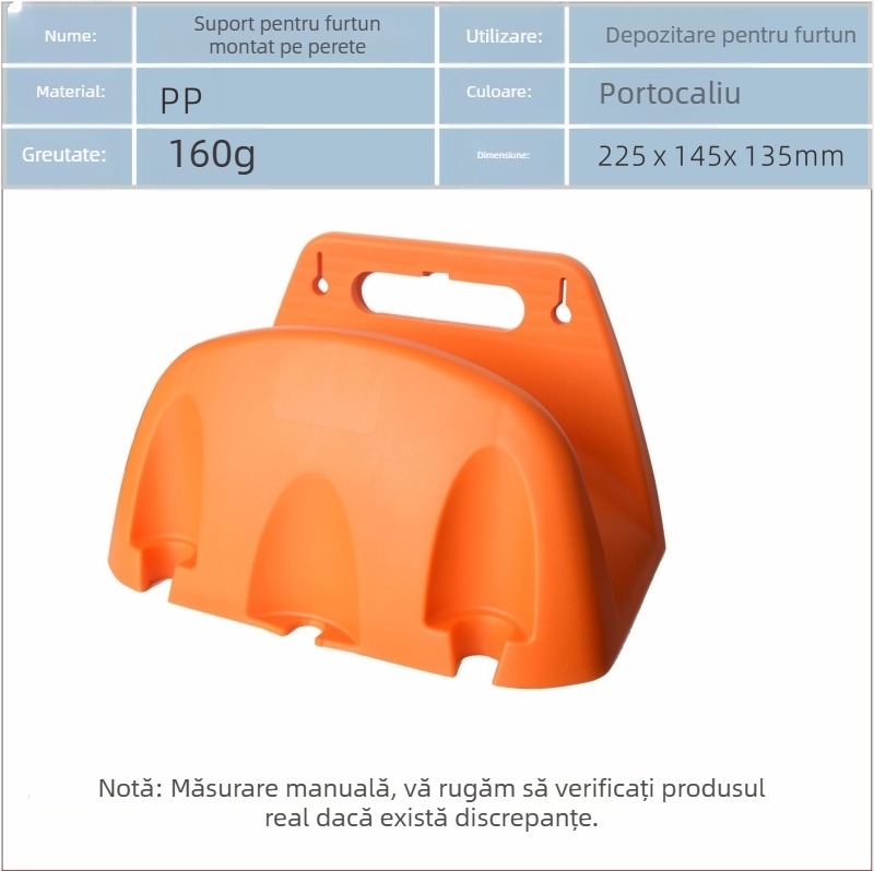 Raft de stocare pentru furtun pe perete din plastic pentru unelte de irigații și udare în grădină (Material: PP; Tip: suport pentru țevi de apă; Conectare: conectare rapidă; Aplicații: grădină de acasă, agricultură, spații verzi publice)