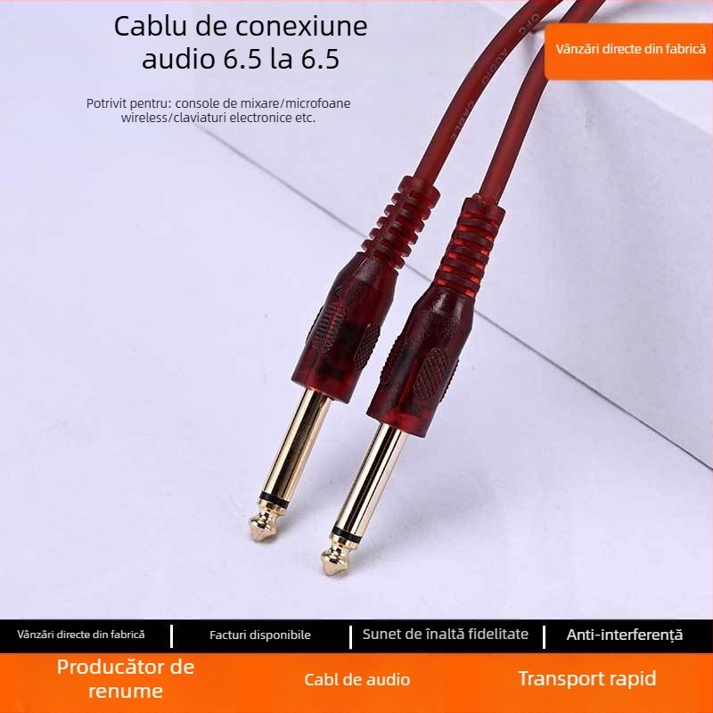 Cablu audio pentru amplificator de chitară — cupru fără oxigen, miez de cupru, construcție din cupru, conectori 6,35 mm