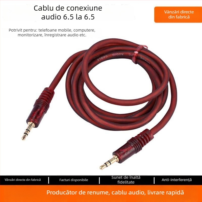 Cablu audio pentru amplificator de chitară — cupru fără oxigen, miez de cupru, construcție din cupru, conectori 6,35 mm
