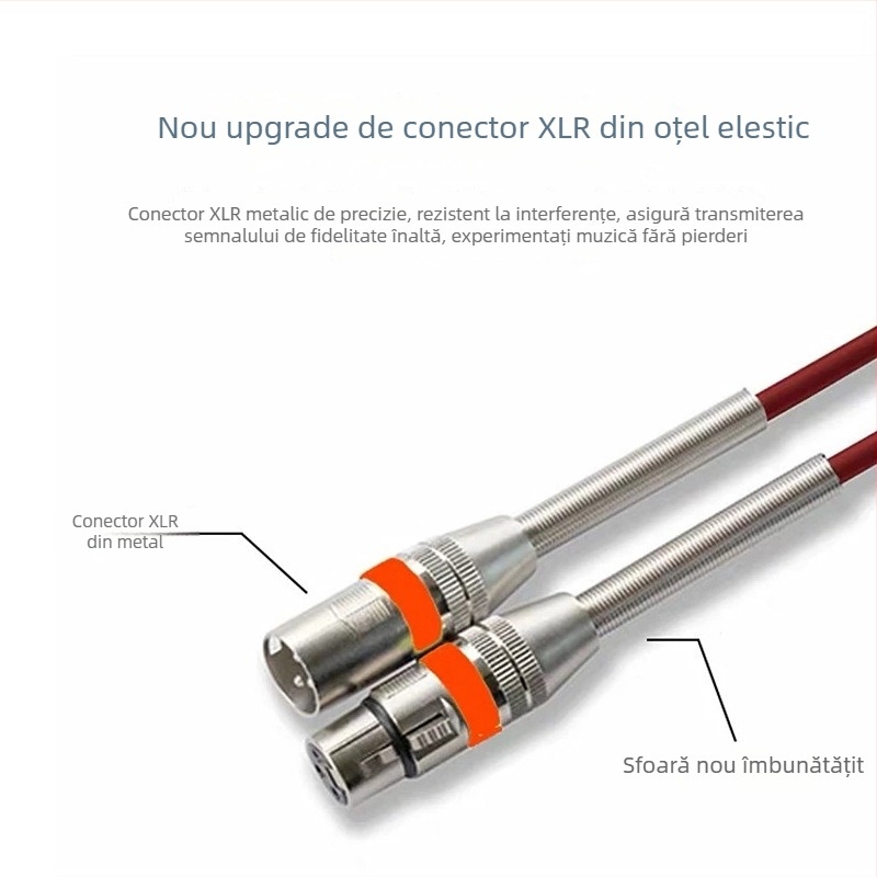 Cablu XLR pentru microfon, conectori de la masculin la feminin, conectori placați cu aur, conductor din cupru fără oxigen, ROHS