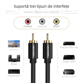 Weixun VAB-R09 cablu coaxial SPDIF audio cu conectori RCA, placat cu aur, OFC cupru, pentru PC