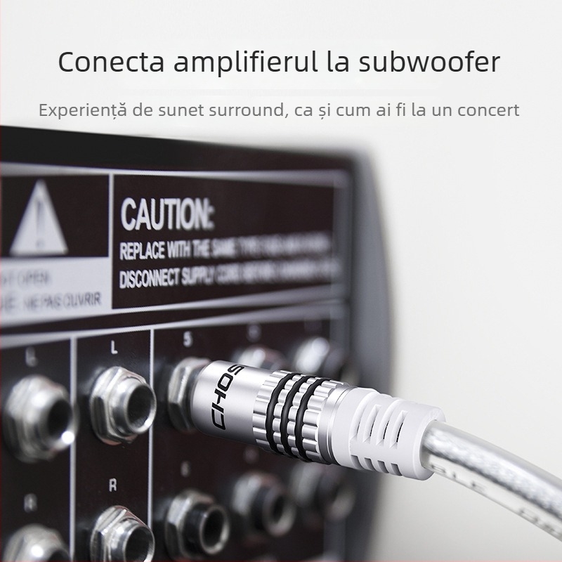 Cablu audio coaxial RCA pentru TV - QS6771, contacte placate cu aur, miez din cupru pur, conductor din cupru, inel magnetic activ