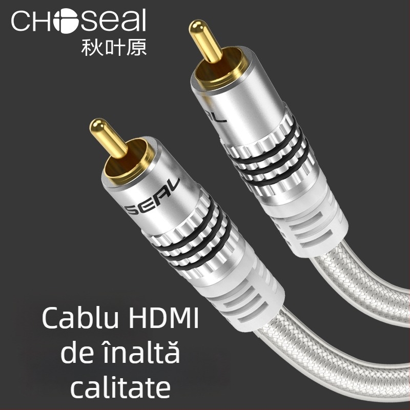 Cablu audio coaxial RCA pentru TV - QS6771, contacte placate cu aur, miez din cupru pur, conductor din cupru, inel magnetic activ