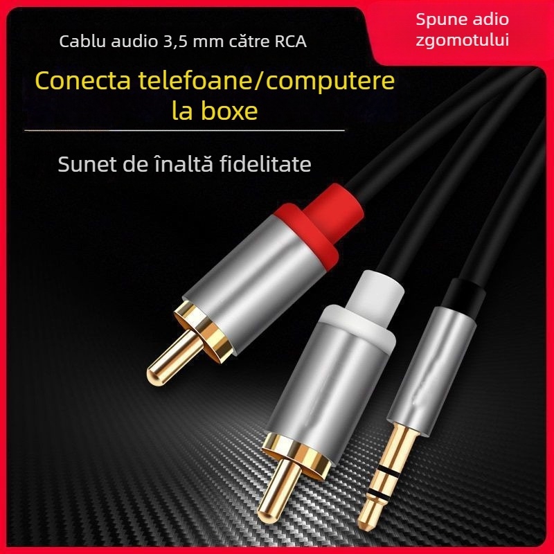Cablu audio 3,5 mm către conectori RCA duali – 1 la 2 splitter pentru computer și telefon, greutate 100 g