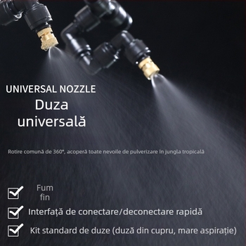 Sistem inteligent de umidificare cu Wi‑Fi pentru terariu cu țestoase, micro-pulverizare, 800–850 ml, control prin aplicație, duză din cupru