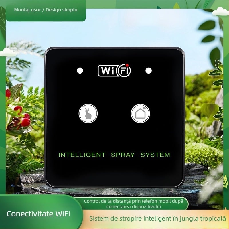 Sistem inteligent de umidificare cu Wi‑Fi pentru terariu cu țestoase, micro-pulverizare, 800–850 ml, control prin aplicație, duză din cupru