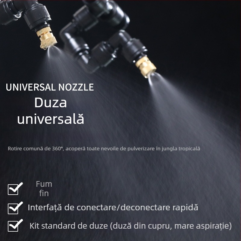 Sistem inteligent de umidificare cu Wi‑Fi pentru terariu cu țestoase, micro-pulverizare, 800–850 ml, control prin aplicație, duză din cupru