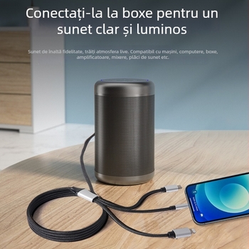 Cablu audio Type-C trei în unu, adaptor 3.5 mm la 6.35 mm, placat cu aur, miez de cupru, cupru fără oxigen, 40 g