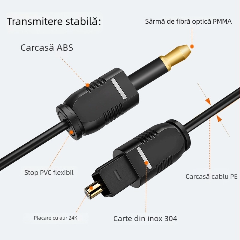FS Flying Speed T-201 cablu audio Toslink digital cu fibră optică, contacte aurite, nucleu PMMA, ROHS