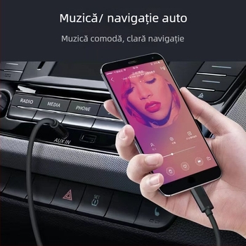 Cablu AUX Type-C la 3.5 mm pentru audio auto – placat cu nichel, cupru fără oxigen, UL certificat