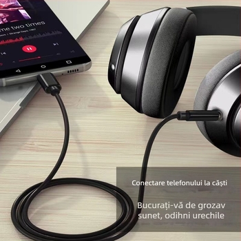 Cablu AUX Type-C la 3.5 mm pentru audio auto – placat cu nichel, cupru fără oxigen, UL certificat