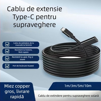 Cablu de extensie pentru monitorizarea solară, Type-C masculin–feminin, 1 m/3 m/5 m/10 m, cablu de alimentare