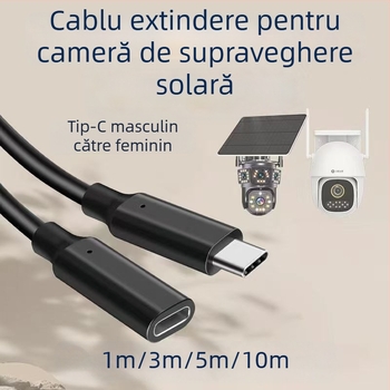 Cablu de extensie pentru monitorizarea solară, Type-C masculin–feminin, 1 m/3 m/5 m/10 m, cablu de alimentare
