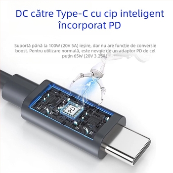 Cablu de extindere PD Type-C către DC5521, conector femelă, înaltă putere, lungime 0,5–30 m