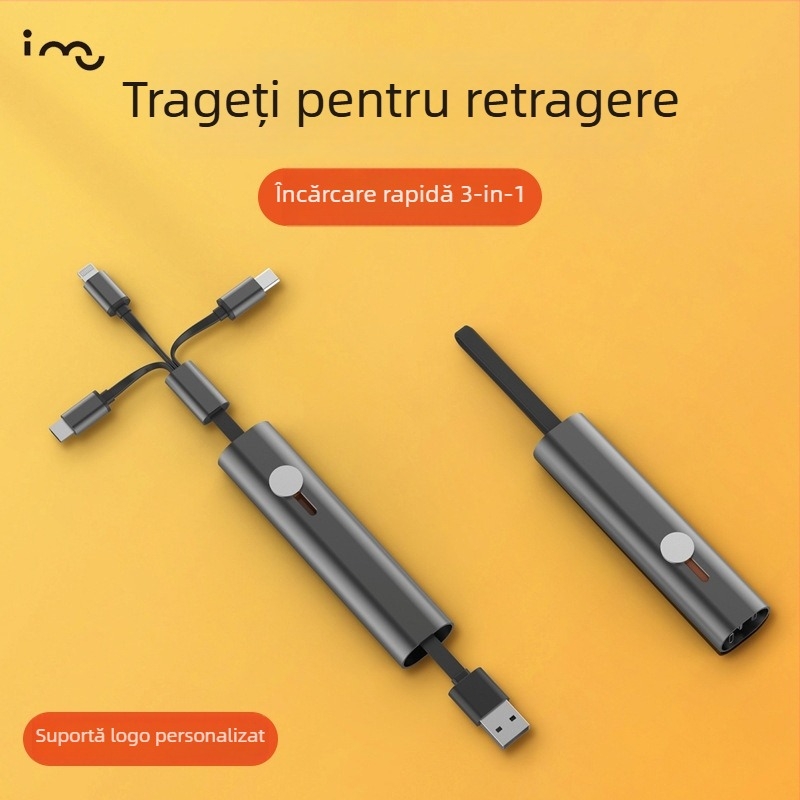 Cablu metalic 3 în 1 cu încărcare rapidă pentru Apple, Huawei și Android