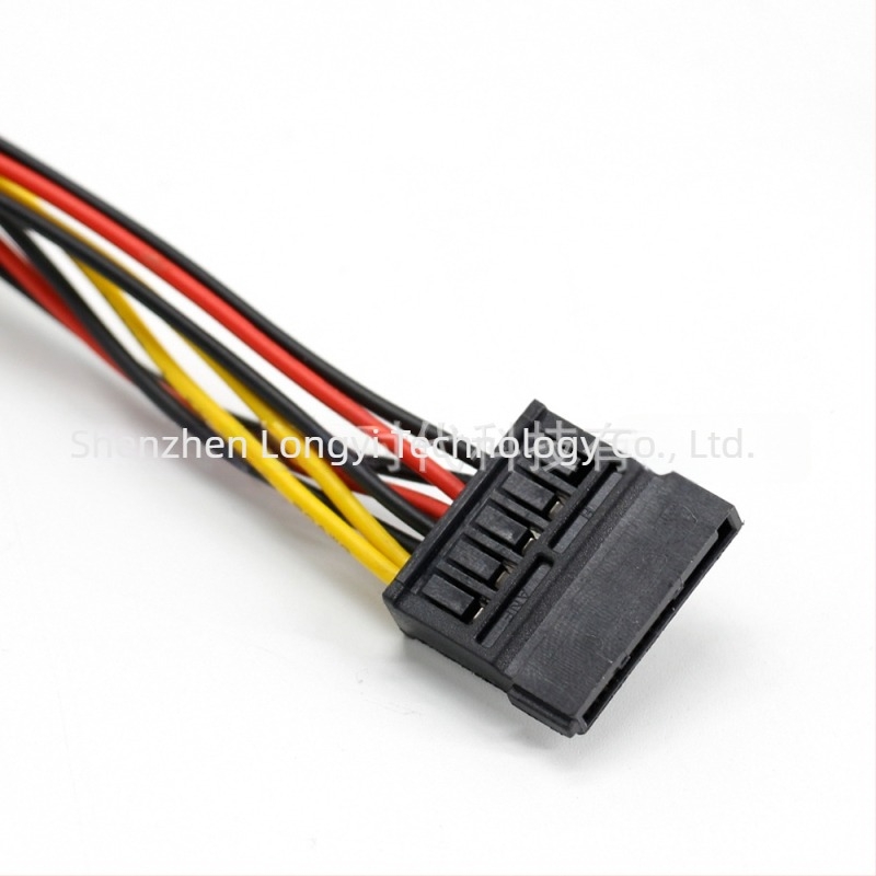 Cablu de prelungire alimentare 20-Pin ATX24P pentru placă video și placă de bază, model ATX100124, LYTIMES, 25 cm, conectori: 4-Pin, SATA-15P, 55574P