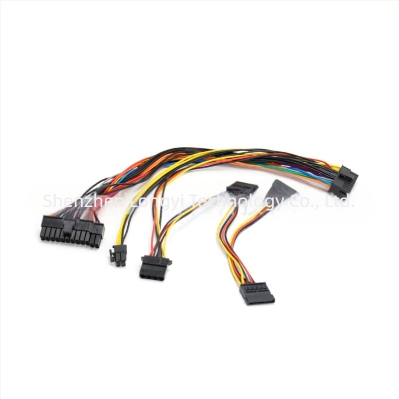 Cablu de prelungire alimentare 20-Pin ATX24P pentru placă video și placă de bază, model ATX100124, LYTIMES, 25 cm, conectori: 4-Pin, SATA-15P, 55574P