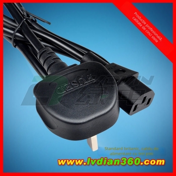 Cabl de alimentare AC multi-standard, secțiune 0,5 mm², lungime 100 cm, 2 pini și 3 pini, conectare cu 3 conductori