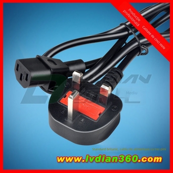 Cabl de alimentare AC multi-standard, secțiune 0,5 mm², lungime 100 cm, 2 pini și 3 pini, conectare cu 3 conductori