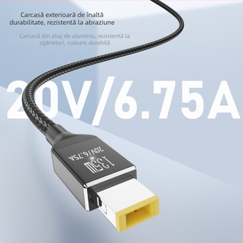 Cablu Type-C la portul pătrat Lenovo PD3.1, 2 m, 135 W, pentru seria Lenovo saver, OEM