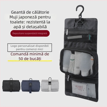 Geantă de călătorie pentru cosmetic cu cârlig detașabil, formă cub, nylon, stil japonez, organizator de machiaj multifuncțional
