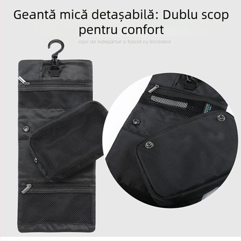 Geantă de călătorie pentru cosmetic cu cârlig detașabil, formă cub, nylon, stil japonez, organizator de machiaj multifuncțional