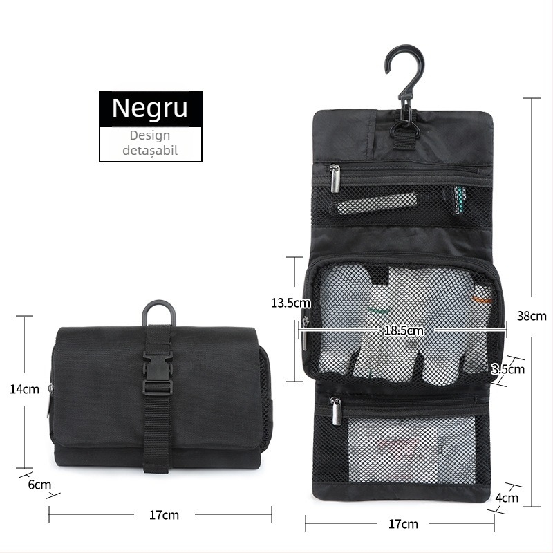 Geantă de călătorie pentru cosmetic cu cârlig detașabil, formă cub, nylon, stil japonez, organizator de machiaj multifuncțional