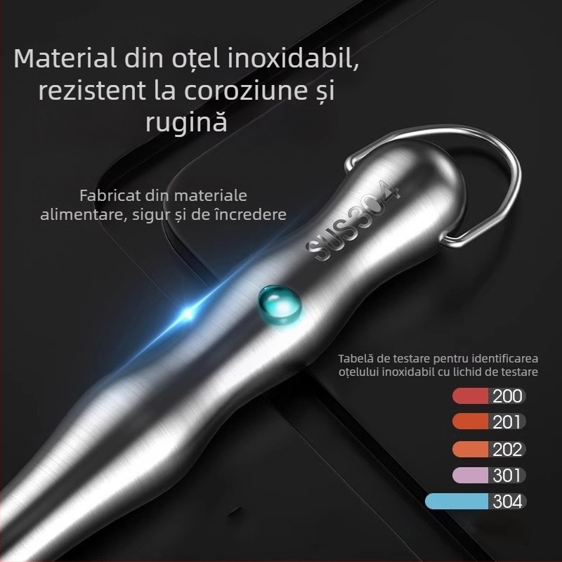 Perie pentru oale cu mâner lung, din oțel inoxidabil 304, cu bilă de oțel pentru curățare în bucătărie