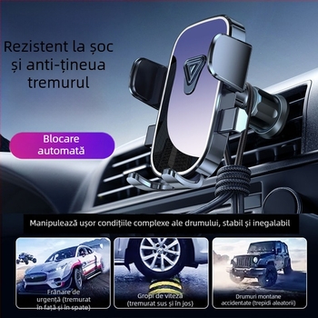 Suport universal pentru telefon în mașină, montaj prin clipsare pe ventilarea de aer, anti vibrație pentru navigație
