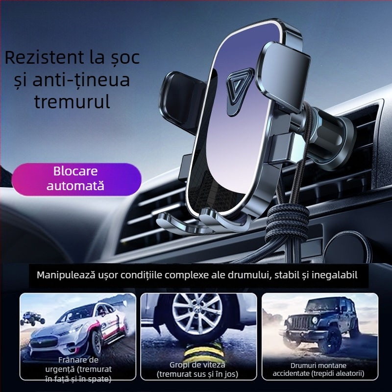 Suport universal pentru telefon în mașină, montaj prin clipsare pe ventilarea de aer, anti vibrație pentru navigație