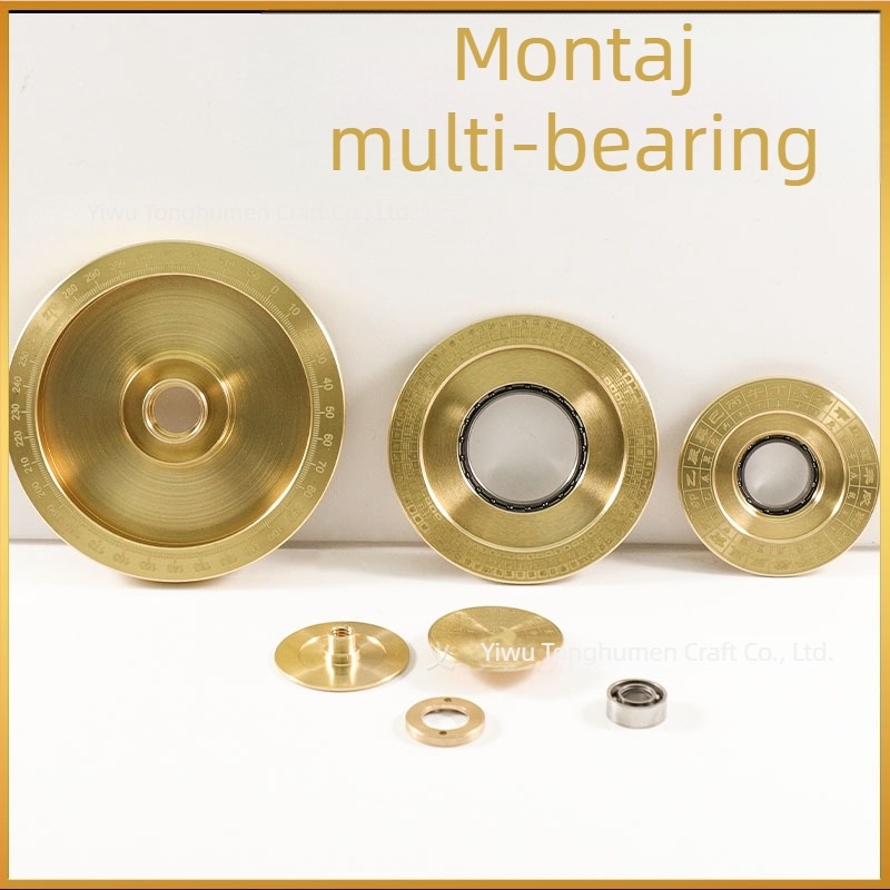 Ornament de birou cu compas din alamă – cu straturi multiple de opt trigrame, mâner pentru spinner anti-stres