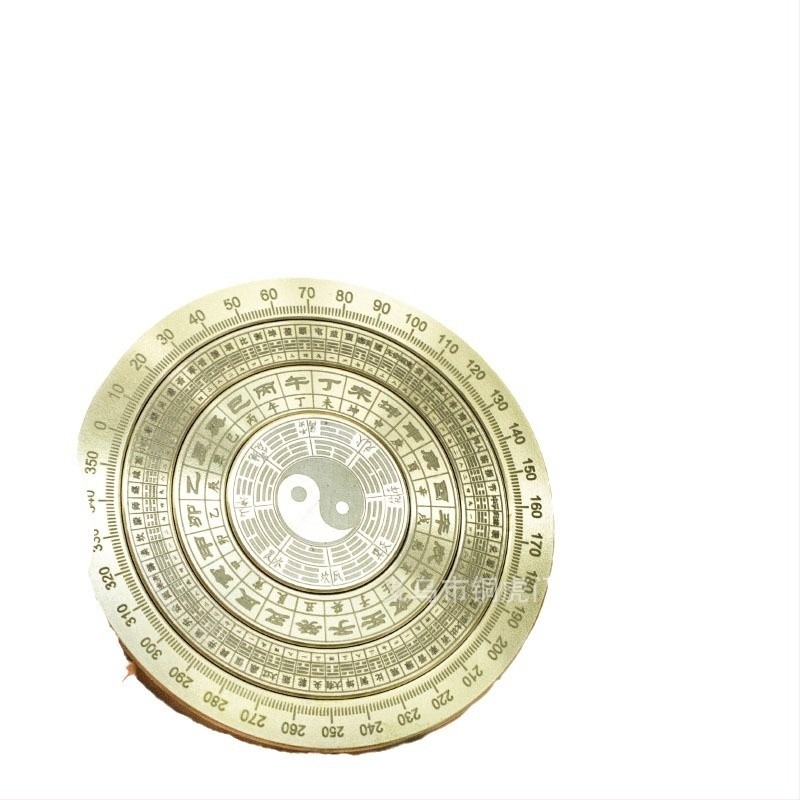 Ornament de birou cu compas din alamă – cu straturi multiple de opt trigrame, mâner pentru spinner anti-stres