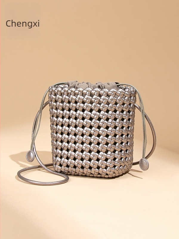 Geantă tip găleată din nailon, stil urban simplu, formă găleată, buzunar intern cu fermoar, căptușeală de poliester — Chengxi Leather Goods