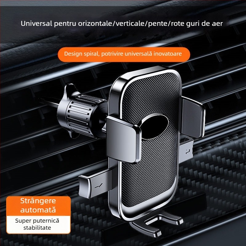 Suport universal pentru telefon auto pentru gură de ventilație, cârlig spiral inversat, montaj Snap-On, suport navigație multi-funcțional, personalizabil