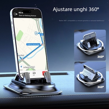 Suport auto pentru telefon cu rotire de 360° pentru navigație, montaj adeziv, universal pe panoul de instrumente, model A7