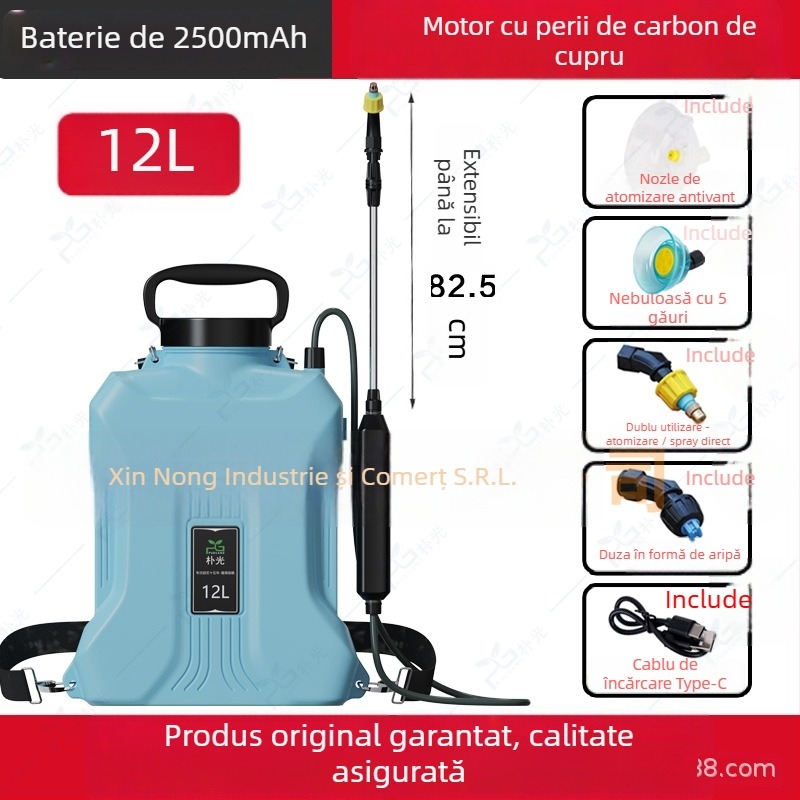 Pulverizator electric de spate – Recipient de udare / Pulverizare, Duza reglabilă, Controlul debitului prin buton, Pentru grădină de acasă, Park Light