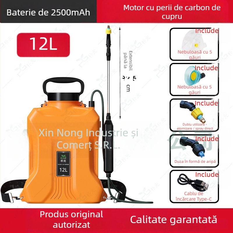 Pulverizator electric de spate – Recipient de udare / Pulverizare, Duza reglabilă, Controlul debitului prin buton, Pentru grădină de acasă, Park Light