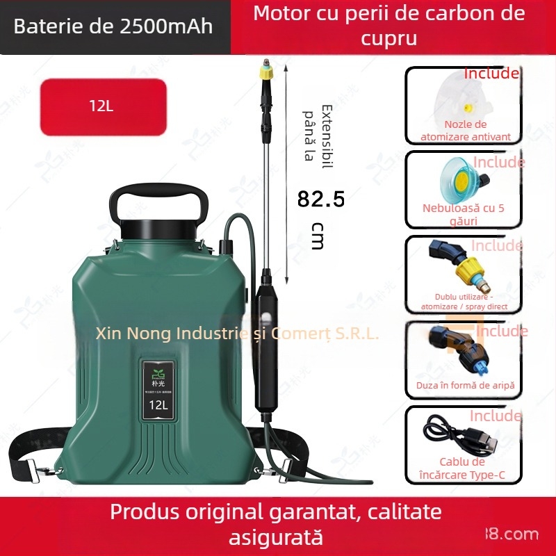 Pulverizator electric de spate – Recipient de udare / Pulverizare, Duza reglabilă, Controlul debitului prin buton, Pentru grădină de acasă, Park Light