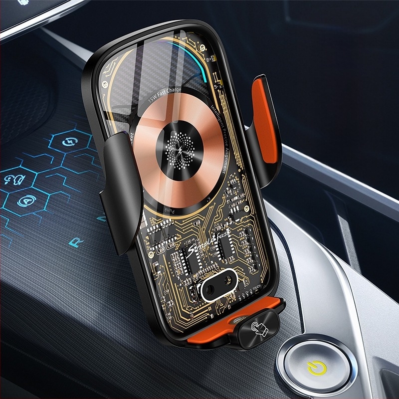Suport auto pentru încărcare wireless cu deschidere/închidere automată și prindere electrică – aliaj magnetic, suport de navigație pentru ventilația mașinii